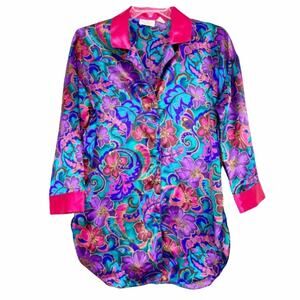 Vintage Gold Label Victoria's Secret Purple Floral Top Sz S